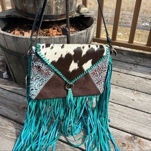Myra Bag Brique Upcycled Leather & Cowhide Crossbody Bag S-1503 Myra Bag Brique Upcycled Leather & Cowhide Crossbody Bag S-1503
